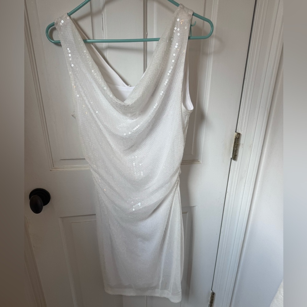 EUC Kensie Knee Length Sequin Dress Cowl Neckline